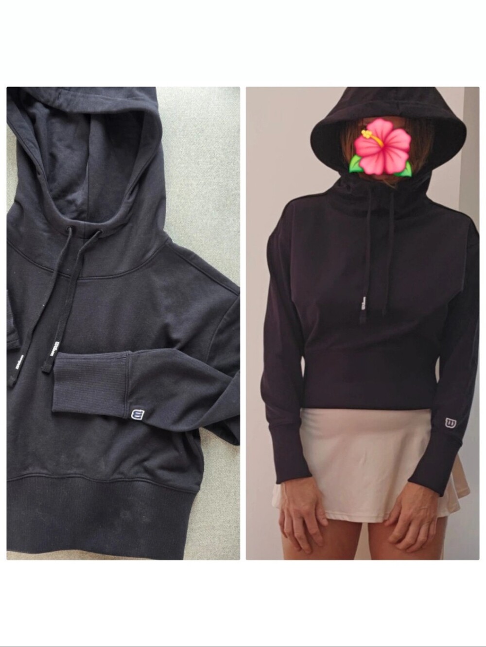 Wilson Hoodie Cropped Sporty Black Logo Xs